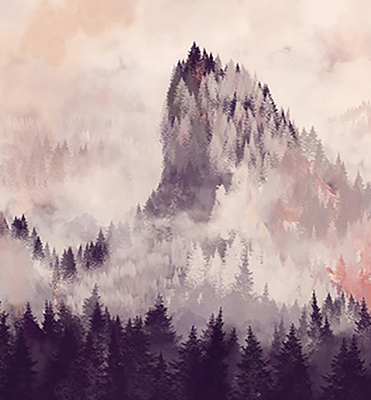 Store intérieur fenêtre pour montagnes peintes