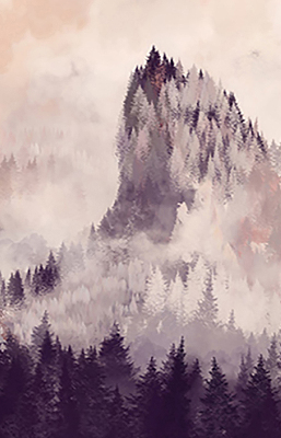 Store intérieur fenêtre pour montagnes peintes