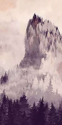 Store intérieur fenêtre pour montagnes peintes