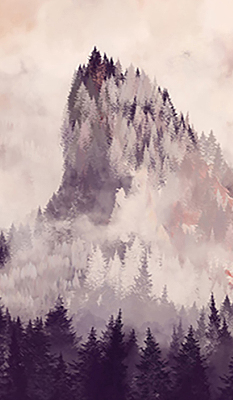 Store intérieur fenêtre pour montagnes peintes