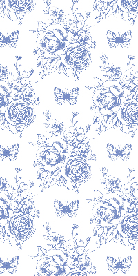 Store enrouleur à fleurs bleues et papillons