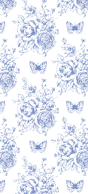 Store enrouleur à fleurs bleues et papillons