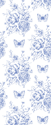 Store enrouleur à fleurs bleues et papillons