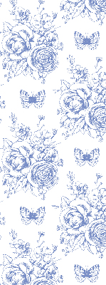 Store enrouleur à fleurs bleues et papillons