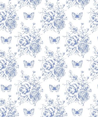 Store enrouleur à fleurs bleues et papillons