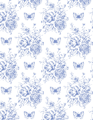 Store enrouleur à fleurs bleues et papillons