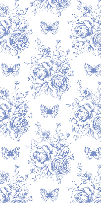 Store enrouleur à fleurs bleues et papillons