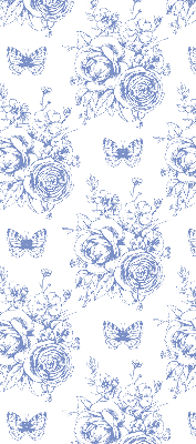 Store enrouleur à fleurs bleues et papillons