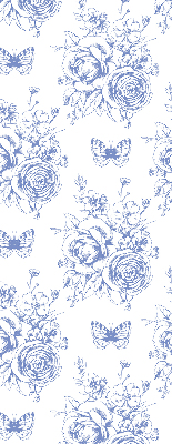Store enrouleur à fleurs bleues et papillons