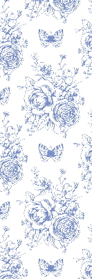 Store enrouleur à fleurs bleues et papillons