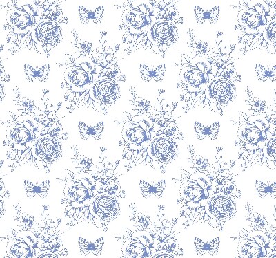 Store enrouleur à fleurs bleues et papillons