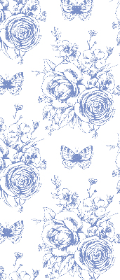 Store enrouleur à fleurs bleues et papillons