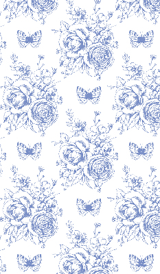 Store enrouleur à fleurs bleues et papillons