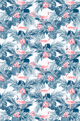 Store intérieur fenêtre avec plantes tropicales et flamants roses