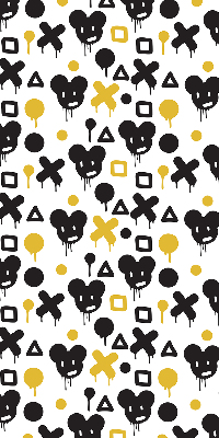 Store intérieur avec motifs noirs et jaunes