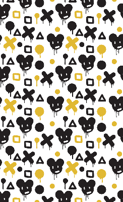 Store intérieur avec motifs noirs et jaunes
