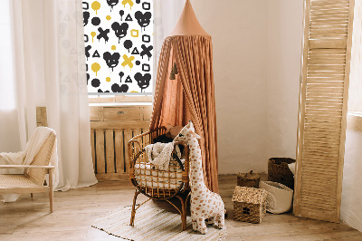 Store intérieur avec motifs noirs et jaunes