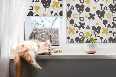 Store intérieur avec motifs noirs et jaunes