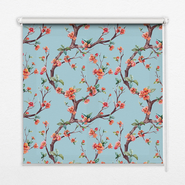 Store intérieur fenêtre boutons de fleurs d'arbres