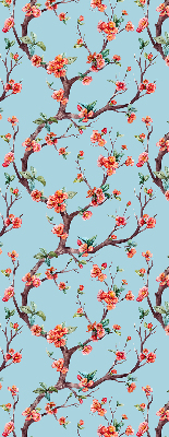 Store intérieur fenêtre boutons de fleurs d'arbres