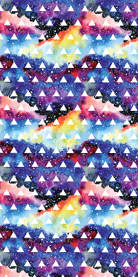 Store intérieur fenêtre avec triangles blancs sur fond coloré
