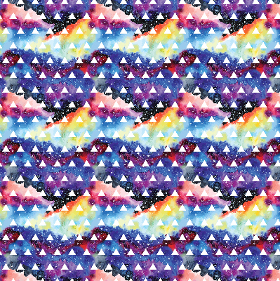 Store intérieur fenêtre avec triangles blancs sur fond coloré