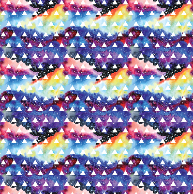 Store intérieur fenêtre avec triangles blancs sur fond coloré