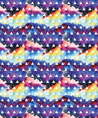 Store intérieur fenêtre avec triangles blancs sur fond coloré