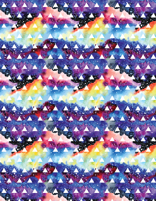 Store intérieur fenêtre avec triangles blancs sur fond coloré