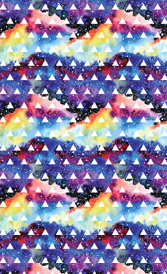 Store intérieur fenêtre avec triangles blancs sur fond coloré