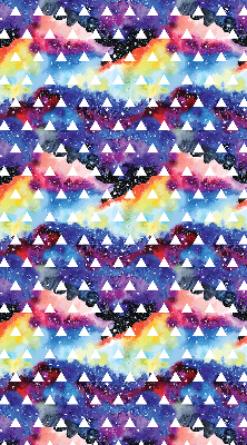 Store intérieur fenêtre avec triangles blancs sur fond coloré