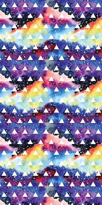 Store intérieur fenêtre avec triangles blancs sur fond coloré