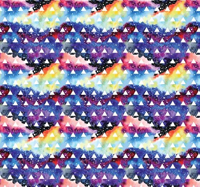 Store intérieur fenêtre avec triangles blancs sur fond coloré