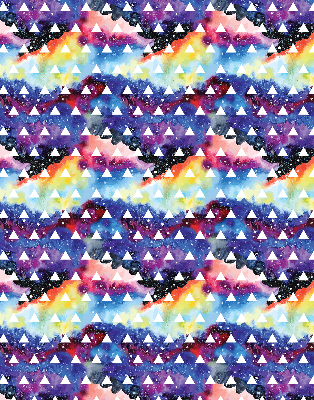 Store intérieur fenêtre avec triangles blancs sur fond coloré