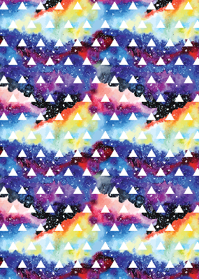 Store intérieur fenêtre avec triangles blancs sur fond coloré