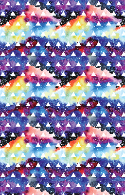 Store intérieur fenêtre avec triangles blancs sur fond coloré