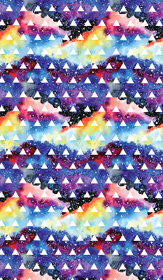 Store intérieur fenêtre avec triangles blancs sur fond coloré