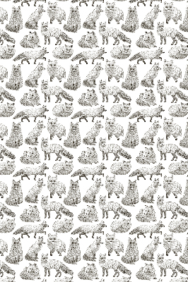 Store intérieur avec des renards gris