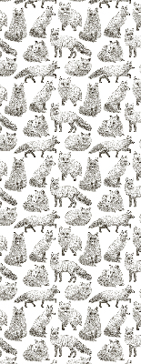 Store intérieur avec des renards gris