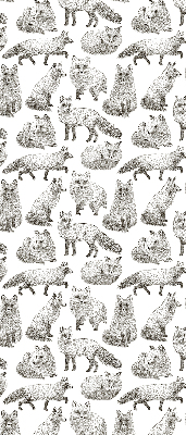 Store intérieur avec des renards gris