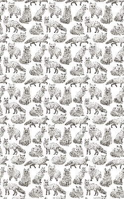 Store intérieur avec des renards gris