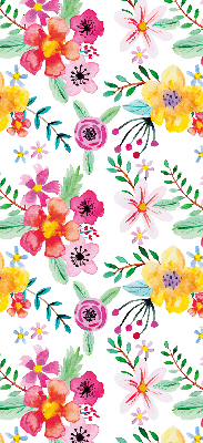 Store intérieur fenêtre avec fleurs peintes