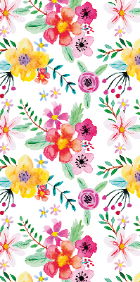 Store intérieur fenêtre avec fleurs peintes