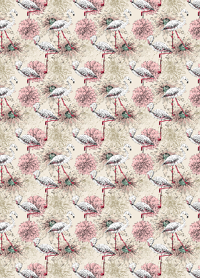 Store enrouleur blanc avec motif de flamants roses