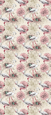 Store enrouleur blanc avec motif de flamants roses