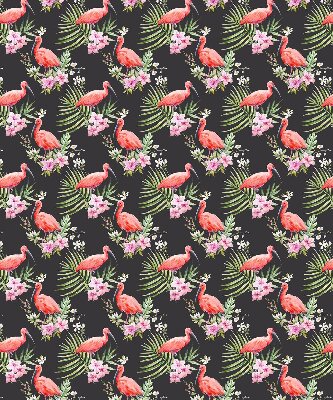 Store intérieur fenêtre avec flamants roses sur les plantes