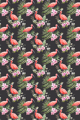 Store intérieur fenêtre avec flamants roses sur les plantes