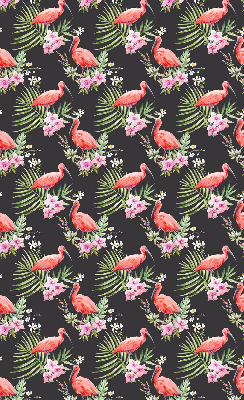 Store intérieur fenêtre avec flamants roses sur les plantes