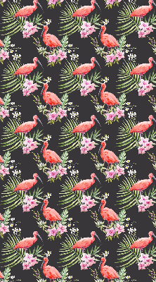 Store intérieur fenêtre avec flamants roses sur les plantes