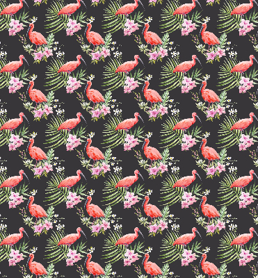 Store intérieur fenêtre avec flamants roses sur les plantes